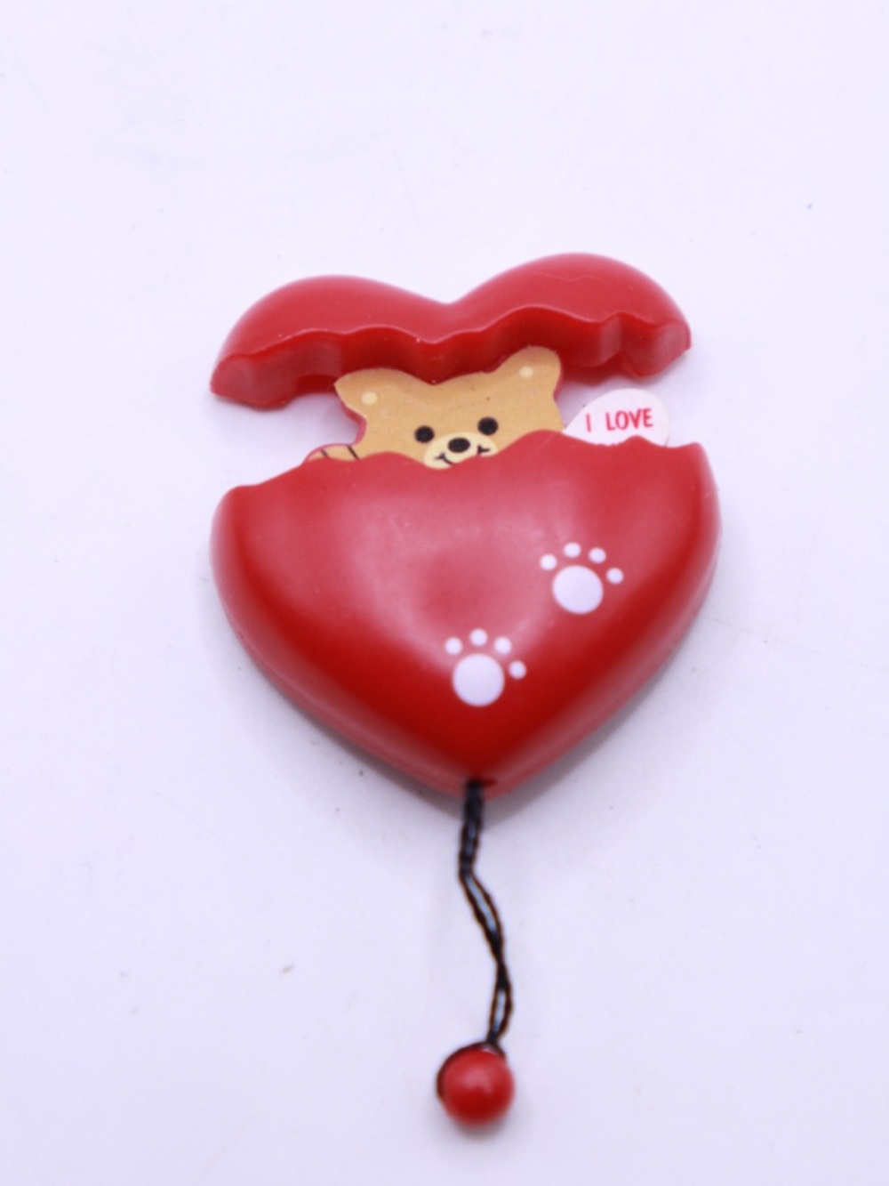 Red Heart Bear Pull-String brooch